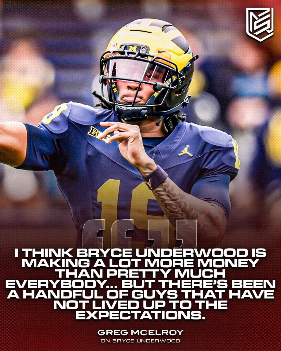 CFN365's tweet image. Greg McElroy thinks there are really high expectations for Michigan QB Bryce Underwood based on his NIL value. 馃憖
