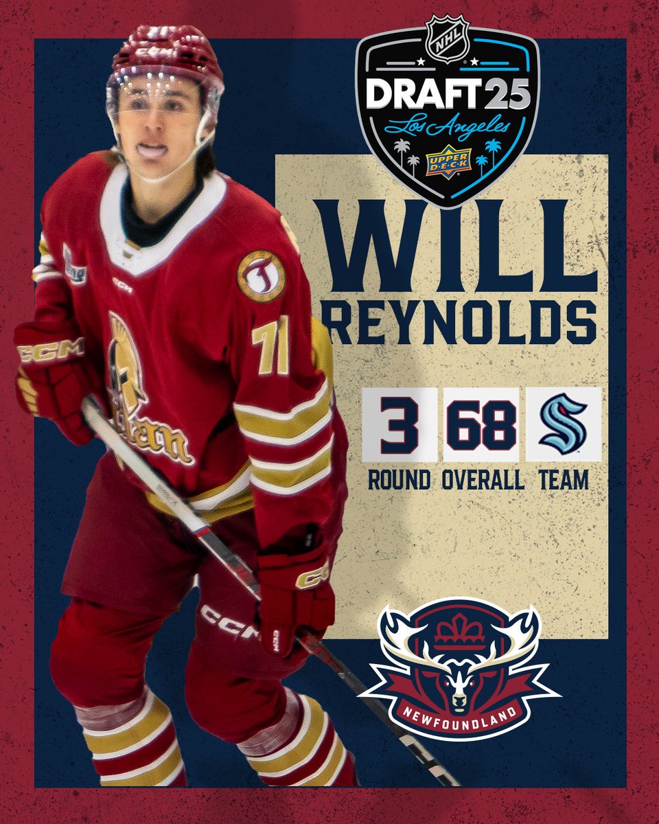 Will Reynolds to the <a href="/SeattleKraken/">Seattle Kraken</a> with the 68th overall pick in the 2025 NHL Entry Draft!

#SeaKraken | #NHLDraft