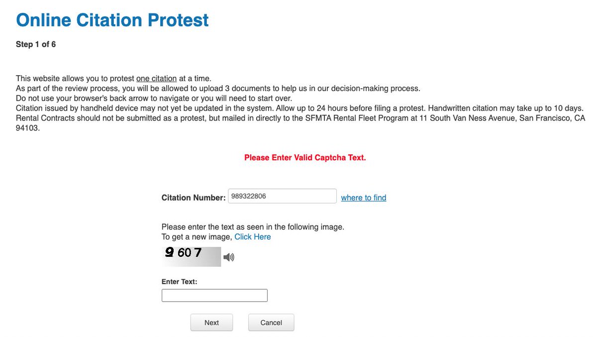 WTF?? Why is the @SFMTA_Muni site so bad?? Trying to protest a recent citation - it presents me with