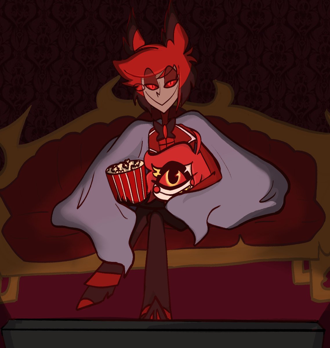 alastors_game's tweet image. movie night🍿

#HazbinHotelAlastor #Alastor #Niffty #HazbinHotel
