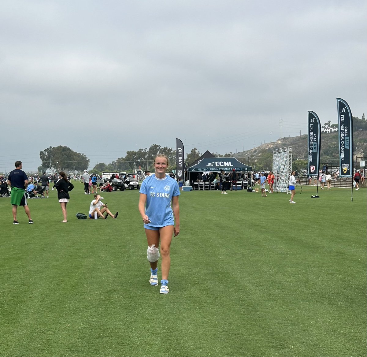 Unfortunately I went out with a knee injury in the first half of our first game vs. Slammers and have not been able to play - Staying hopeful it’s nothing too serious and supporting my team!! One more game tomorrow vs GSA 🙌🏼 <a href="/ImYouthSoccer/">ECNL/GA/Recruiting/College Soccer</a> <a href="/ECNLgirls/">ECNL Girls</a> <a href="/PrepSoccer/">Prep Soccer ⚽️</a> <a href="/TopDrawerSoccer/">TopDrawerSoccer</a>
