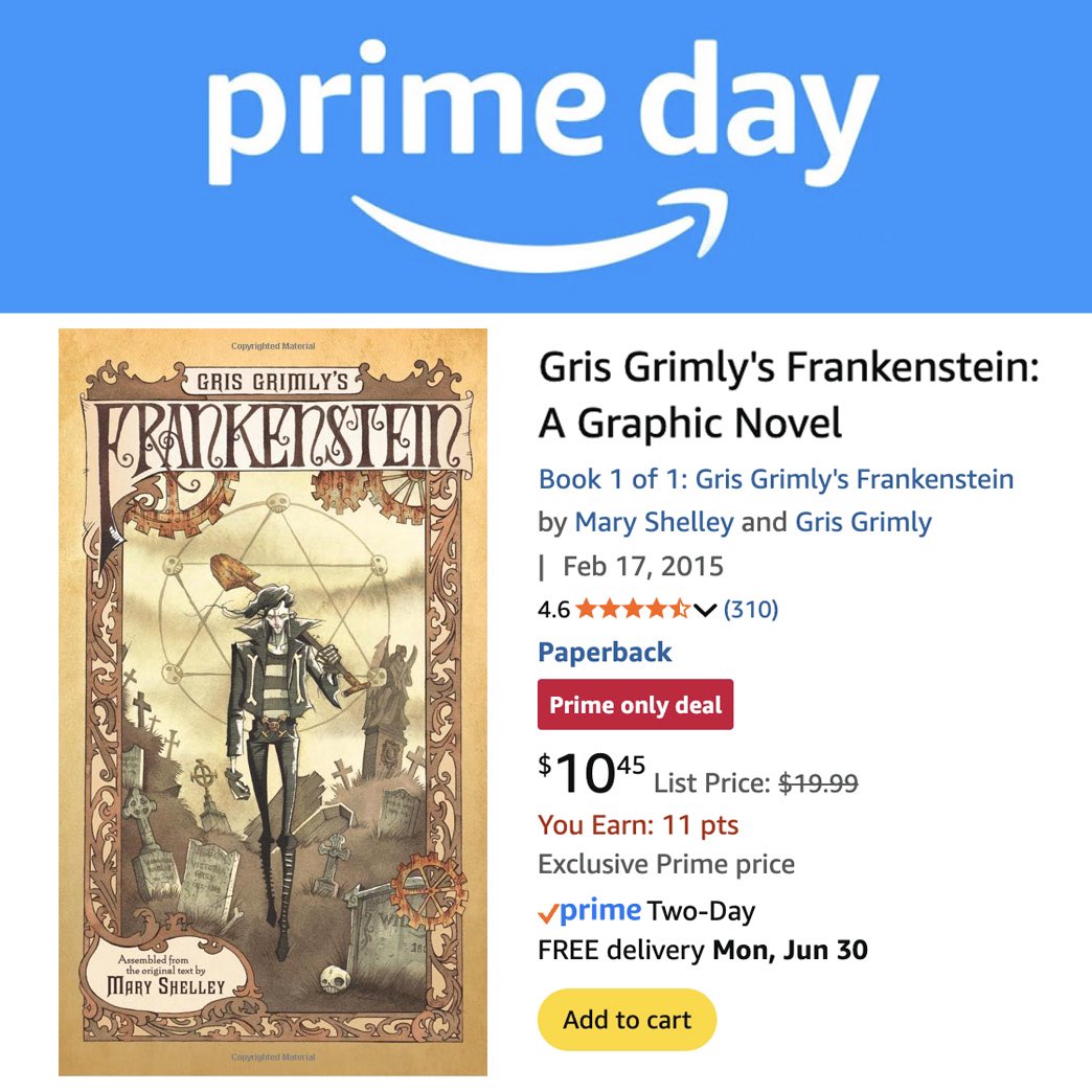 I’m excited to announce my Frankenstein book has been chosen for inclusion in this year’s Amazon Prime Day Deals!
Now until July 11th.

amazon.com/Gris-Grimlys-F…

🙏

#grisgrimly
#grisgrimlysfrankenstein #frankenstein #amazon #amazonprimedaydeals #amazonprimeday <a href="/amazon/">Amazon</a>