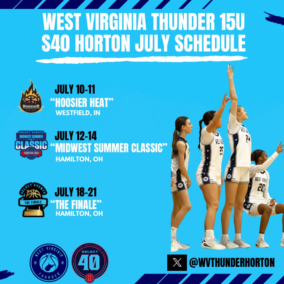 West Virginia Thunder S40 Horton (@wvthunderhorton) on Twitter photo July can’t come soon enough… college coaches, come check us out this month!🔥👀
<a href="/KendraAsh24/">Kendra Ash</a> <a href="/KAugsback/">Kendall Augsback</a> <a href="/GabbyKBellamy/">Chadai Bellamy</a> <a href="/CampFarrah2029/">Farrah Camp</a> <a href="/brooklyncrim25/">Brooklyn Crim</a> <a href="/Havenflagle0/">Haven Flagle</a> <a href="/EllieSmalligan/">Ellie Smalligan</a> <a href="/Maddy_watko/">Madelyn Watko</a> <a href="/ChamiWilliams17/">Chami “Mimi” Williams</a> July can’t come soon enough… college coaches, come check us out this month!🔥👀
<a href="/KendraAsh24/">Kendra Ash</a> <a href="/KAugsback/">Kendall Augsback</a> <a href="/GabbyKBellamy/">Chadai Bellamy</a> <a href="/CampFarrah2029/">Farrah Camp</a> <a href="/brooklyncrim25/">Brooklyn Crim</a> <a href="/Havenflagle0/">Haven Flagle</a> <a href="/EllieSmalligan/">Ellie Smalligan</a> <a href="/Maddy_watko/">Madelyn Watko</a> <a href="/ChamiWilliams17/">Chami “Mimi” Williams</a>