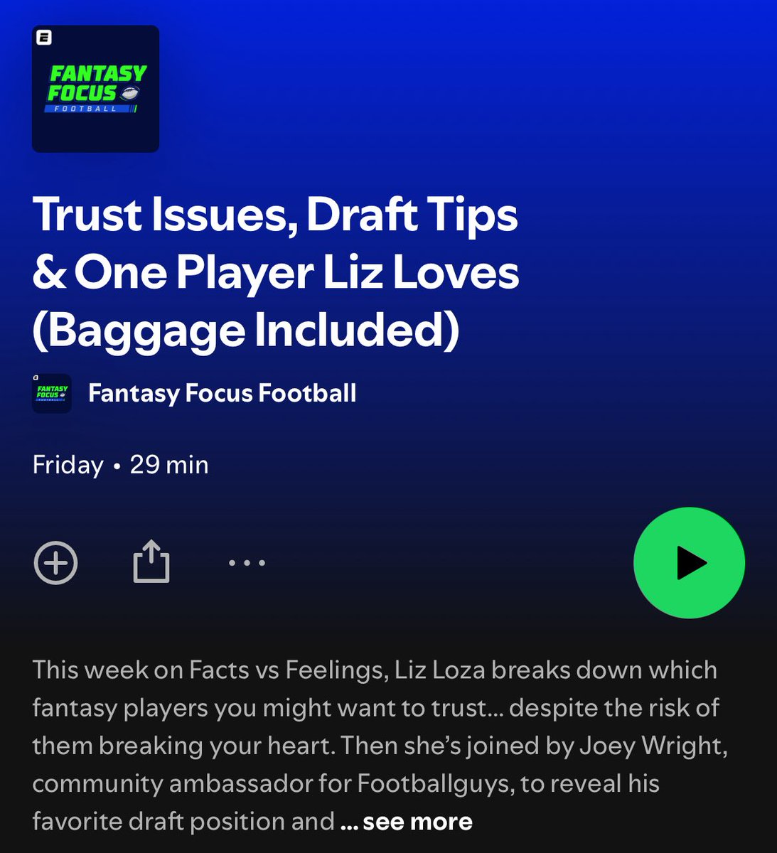 thejoeywright's tweet image. Everyone check out @LizLoza_FF new show Facts vs Feelings: The Podcast with special guest (rubs eyes in disbelief)…. Me?!?!
So much fun! Thanks again Liz!
Link on Spotify: tinyurl.com/57rhufhe