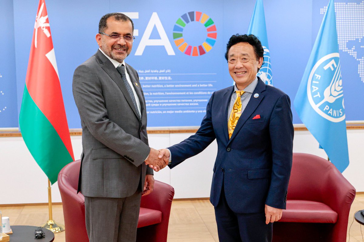 #سلطنةُ_عُمان ومنظمة الأغذية والزراعة للأمم المتحدة "الفاو" توقّعان بــ #روما على اتفاقية إنشاء ممثليّة للمنظمة في مسقط. 

2u.pw/RUqUR

#العُمانية