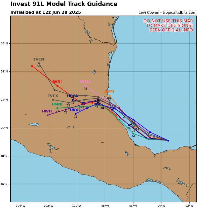 TropicalTidbits's tweet image. 🌀 We're tracking Invest #91L in the Bay of Campeche, as a weak circulation has developed from a tropical wave there. Rotation of the low-level clouds is evident in the satellite loop, with some deep thunderstorm activity on the south side.
🌀 Conditions are not fully optimal…