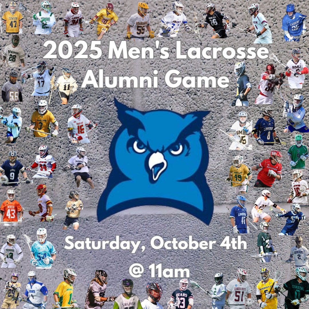 Let's see who's still got it! A lot of Owls need to find their way back to The Nest this Fall! #PrideAndTradition #FAMILY🦉🥍

2025 Men's Lacrosse Alumni Game

📅 Saturday, October 4th

🕑 11am