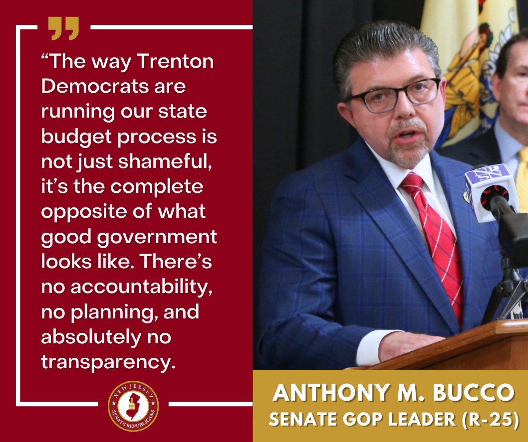 .@TonyBucco: New Jersey’s fiscal mess and sky-high taxes are the result of Democrats’ rushed budget process with zero transparency. 💰

Just last-minute deals and political favors rammed through at 9:45PM on a Friday in Trenton, leaving hardworking New Jerseyans to pay the price.
