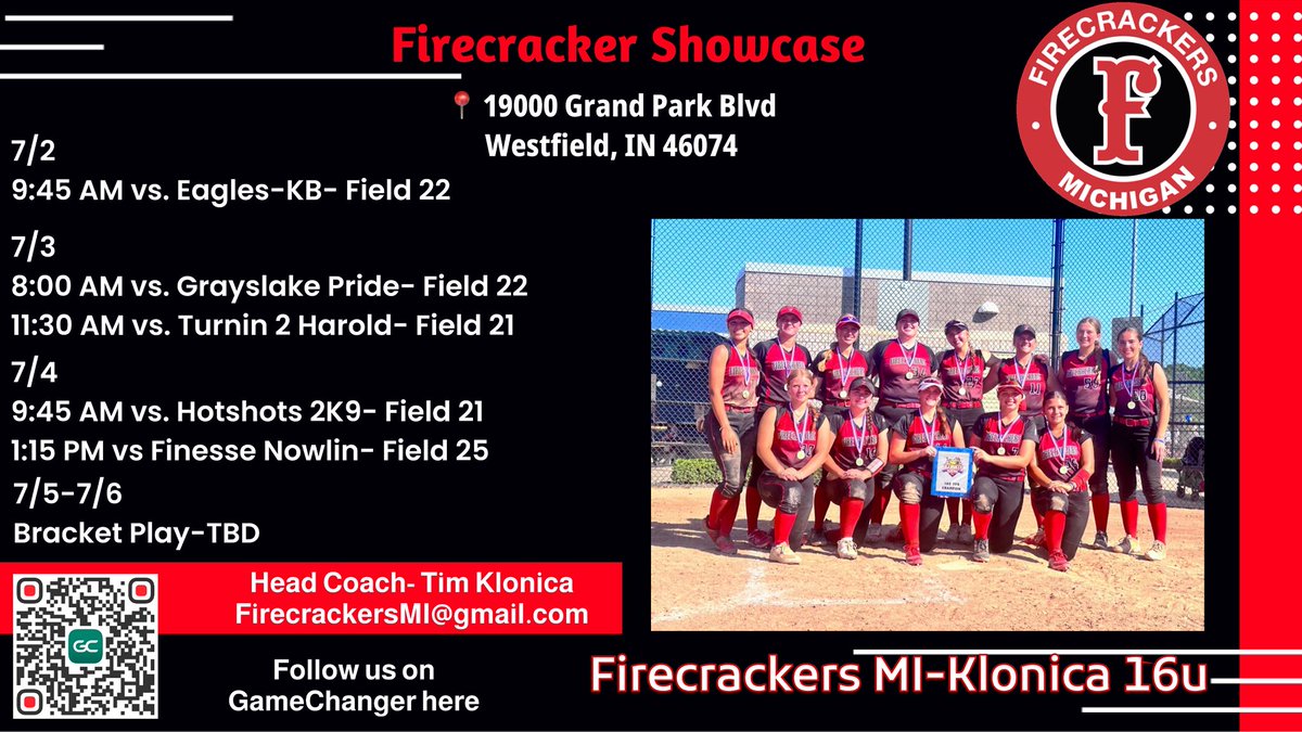 Firecrackers MI-Klonica (@firecrackers_mi) on Twitter photo We are back in action this coming week at one of the best showcase events in the Midwest. Coaches make sure you come check out this amazing group of young ladies coming off a great UFS Showcase tournament win. #BuiltDifferent We are back in action this coming week at one of the best showcase events in the Midwest. Coaches make sure you come check out this amazing group of young ladies coming off a great UFS Showcase tournament win. #BuiltDifferent