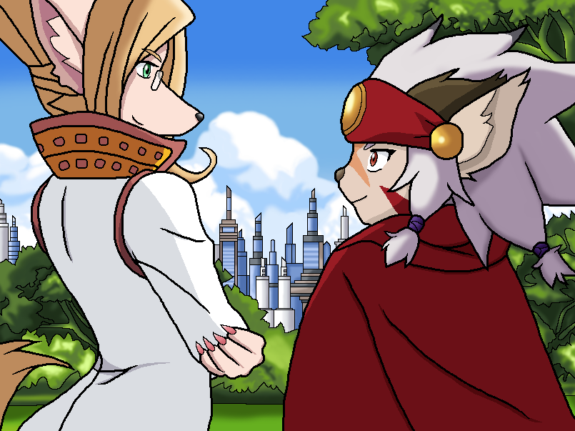 Beluga &amp; Merveille together for true. form Solatorobo Ending. I finished it Fanart and remastered.
#solatorobo #littletailbronx