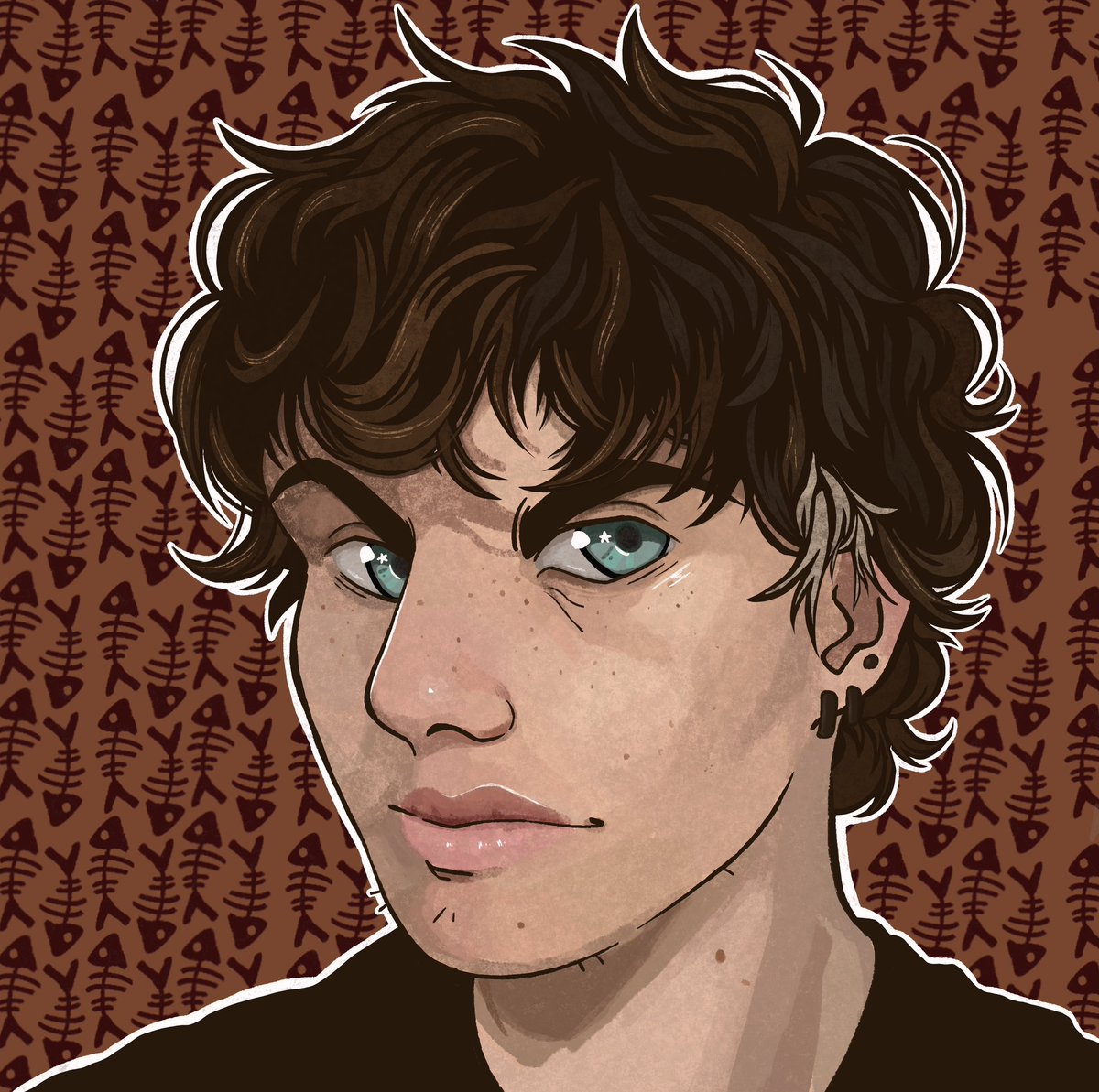 sspamjack's tweet photo. And here is this years self portrait! I always use art fight for experimentation and the self portrait was a good starting point 😌 https://t.co/xNYL0rntD9