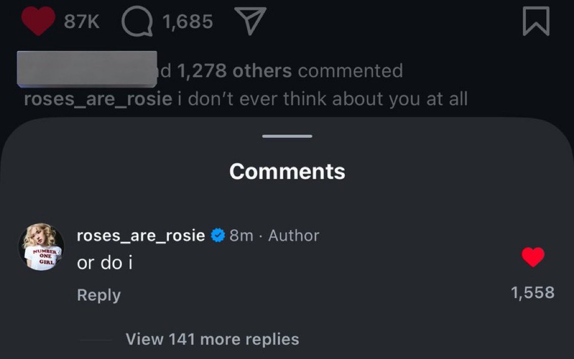 “i don’t ever think about you” “or do i” ROSÉ LMFAOOOOOO 😭😭😭
