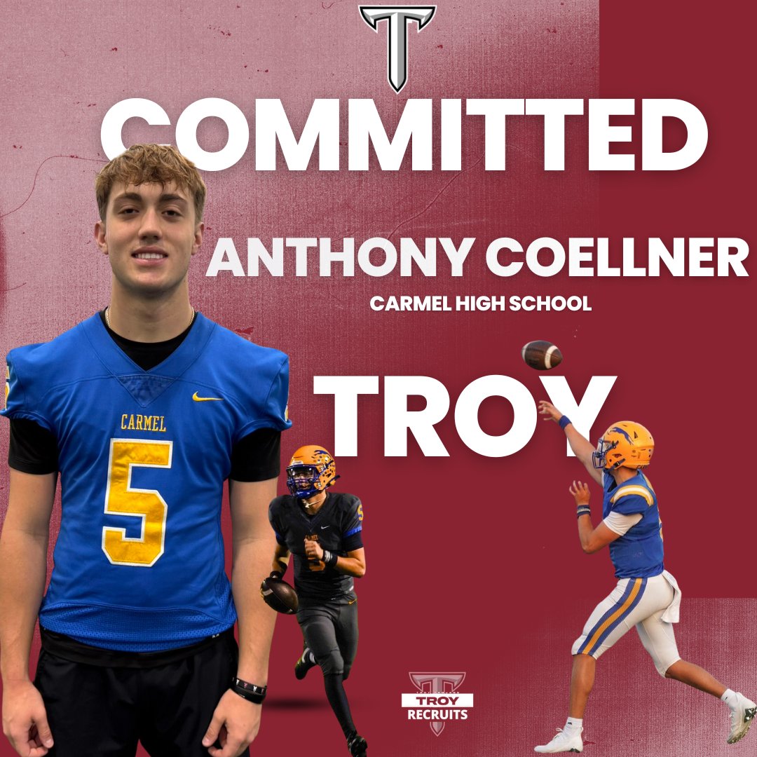 TroyReport (@troy_report) on Twitter photo BREAKING: Class of 2026 QB Anthony Coellner <a href="/AnthonyCoellner/">Anthony Coellner</a> (6’2” 195lbs) from Carmel High School (IN) has committed to <a href="/TroyTrojansFB/">Troy Trojans Football 8x⚔️</a>!
Coellner threw for 1,896 yards and 18 TDs in just 8 games last season, despite missing four quarters due to injury. He held offers from BREAKING: Class of 2026 QB Anthony Coellner <a href="/AnthonyCoellner/">Anthony Coellner</a> (6’2” 195lbs) from Carmel High School (IN) has committed to <a href="/TroyTrojansFB/">Troy Trojans Football 8x⚔️</a>!
Coellner threw for 1,896 yards and 18 TDs in just 8 games last season, despite missing four quarters due to injury. He held offers from