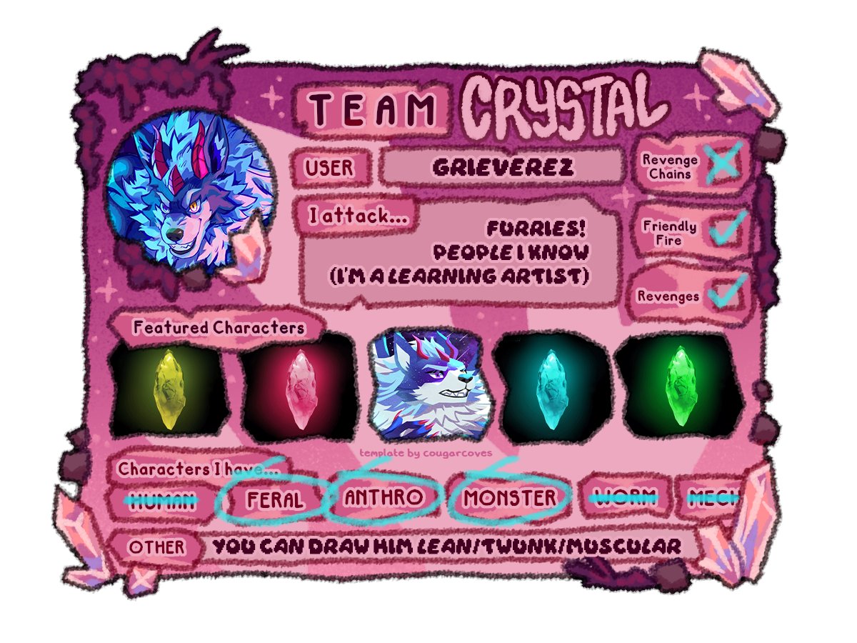 Hi Creatives~ 
I'll be trying my hand at Artfight this year under Team Crystal~ I'm still new to illustration and trying to find myself in this space in terms of style and signature but please be patient with me. Let's have a great art fight 2025!