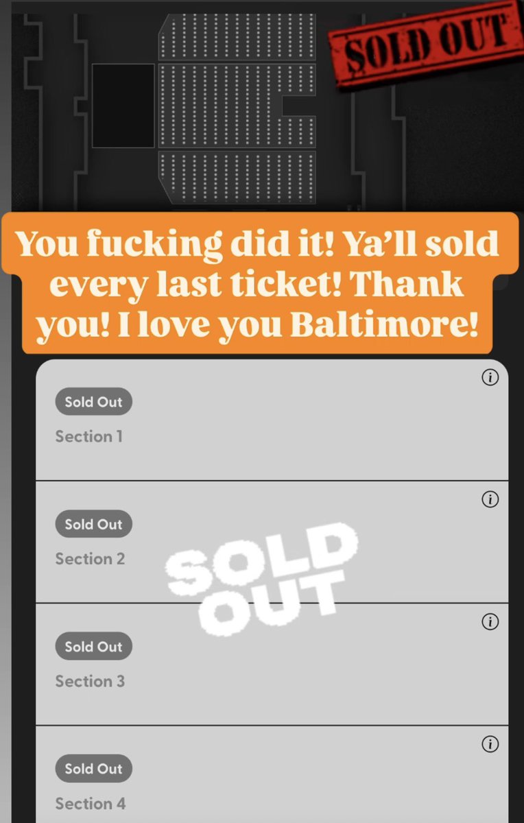 Goddamnit I love you Baltimore! I’ll see y’all tonight! It’s gonna be a great time!