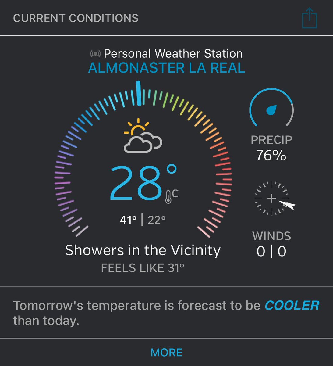 ALMONASTER LA REAL
18h 43,1C
20h 28C. 2mm 
Brutal

⁦<a href="/Meteohuelva/">MeteoHuelva.es</a>⁩ ⁦<a href="/meteo_laorden/">Mete🔆LaOrden</a>⁩ ⁦<a href="/Meteo_Cartaya/">MeteoCartaya</a>⁩ ⁦<a href="/MeteoAlmonte/">MeteoAlmonte</a>⁩
