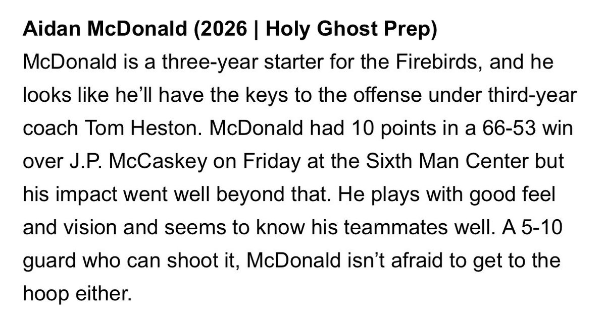 Check out <a href="/hooplove215/">CityofBasketballLove</a> story on rising Senior Adam McDonald from Philly Live this weekend!