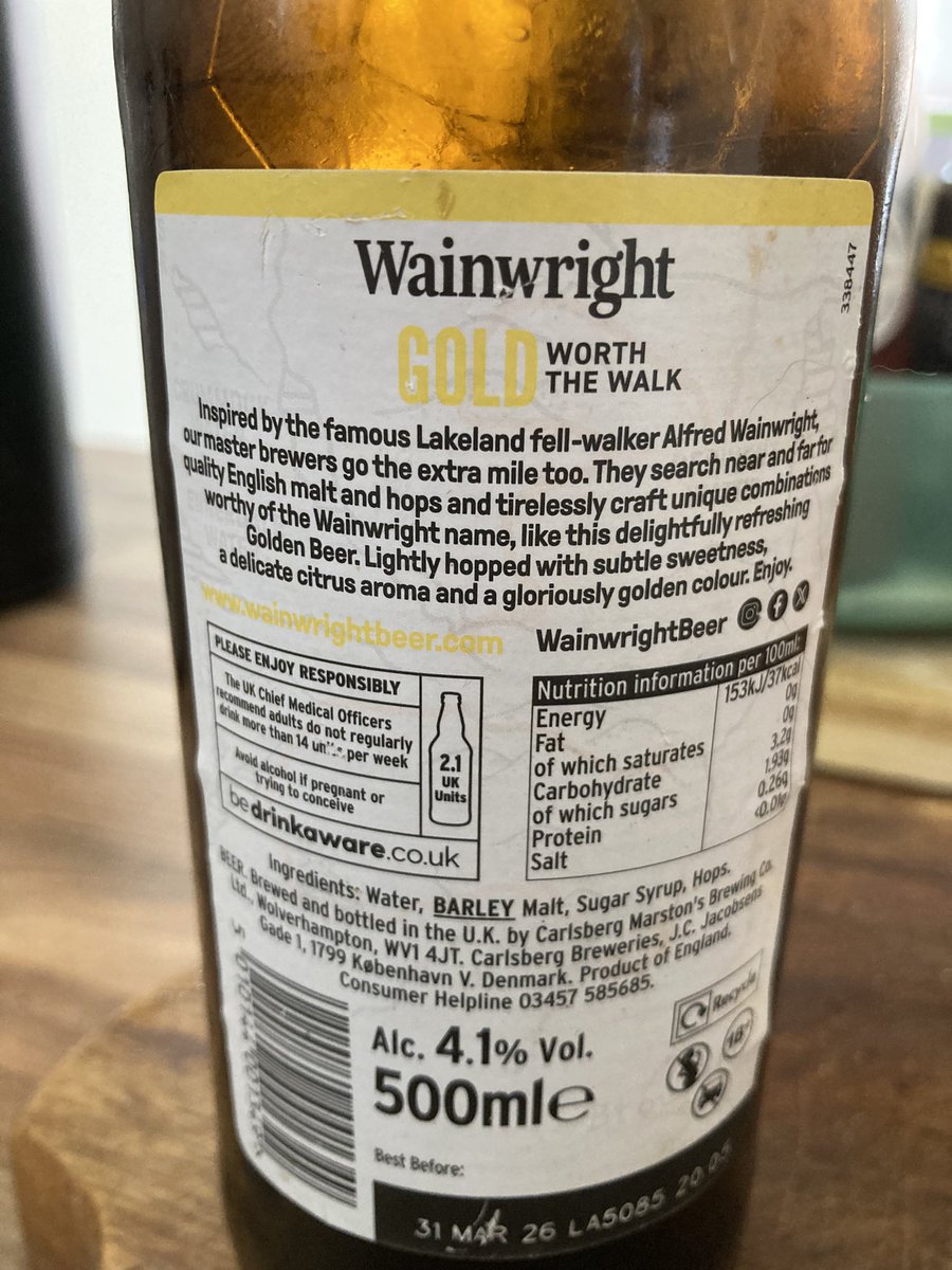 Wainwright Gold Worth The Walk 4.1% abv - Bargain Price of £1 a bottle from <a href="/Morrisons/">Morrisons</a> 👍🍻🌞🇬🇧 #realale #CraftBeer #beer #wainwright #WeekendVibes #weekendmood