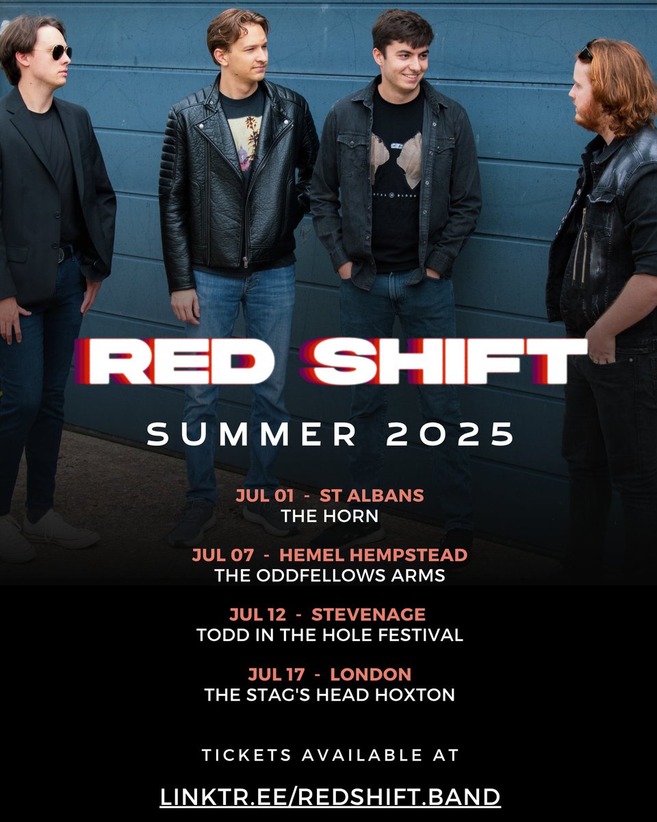Red Shift (@theredshiftband) on Twitter photo We're super excited to announce our gigs for this summer!
Ticket links in bio🔗 We're super excited to announce our gigs for this summer!
Ticket links in bio🔗