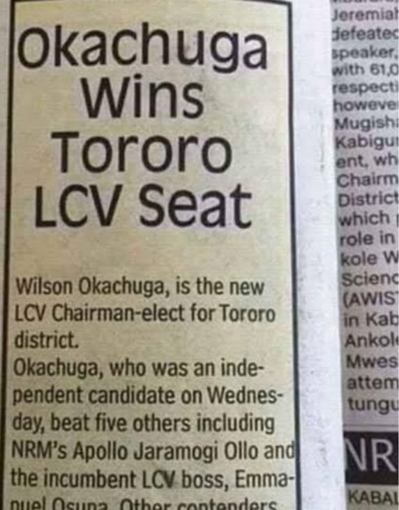 If Mr Okachuga of Tororo did it why can't we team Acuga of Gulu did it too!