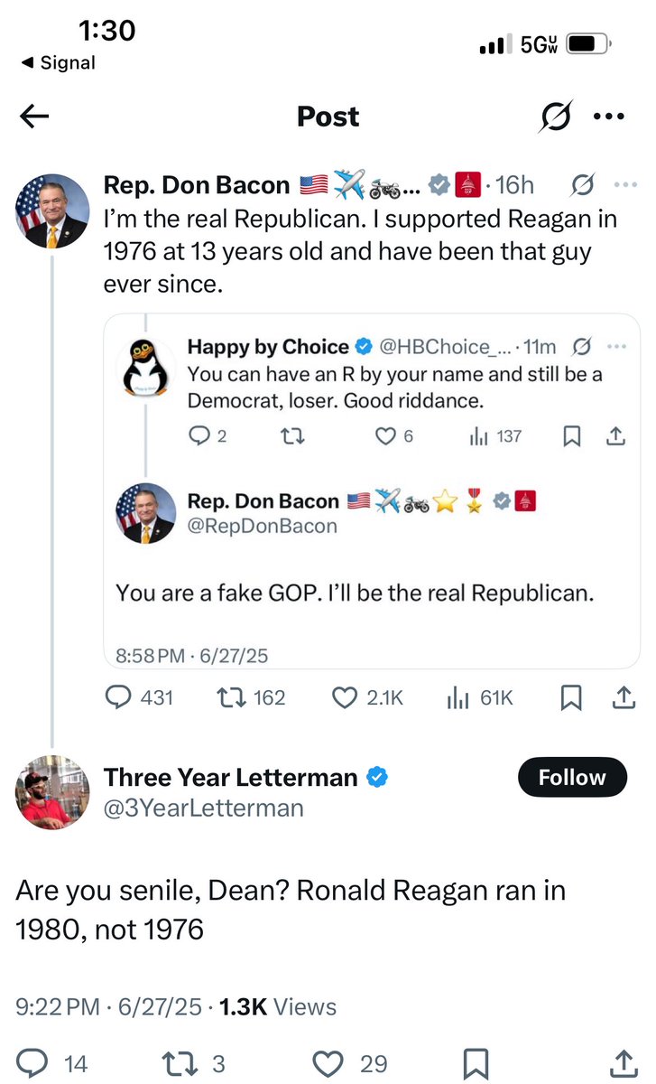 The poor guy was not a letterman in history. Reagan ran in 1976 too.