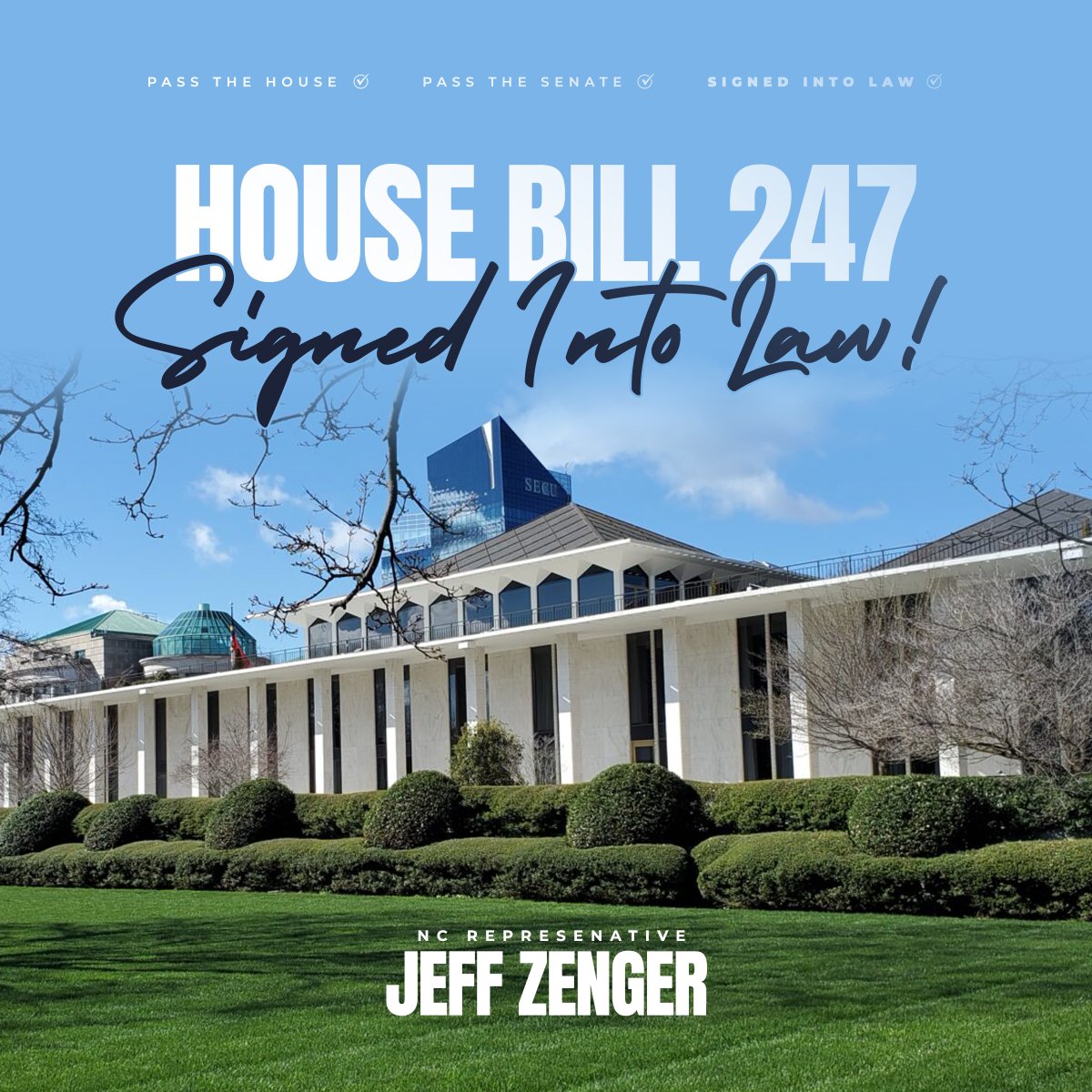 House Bill 247 has been signed into law! ✍🏼

#ncpol