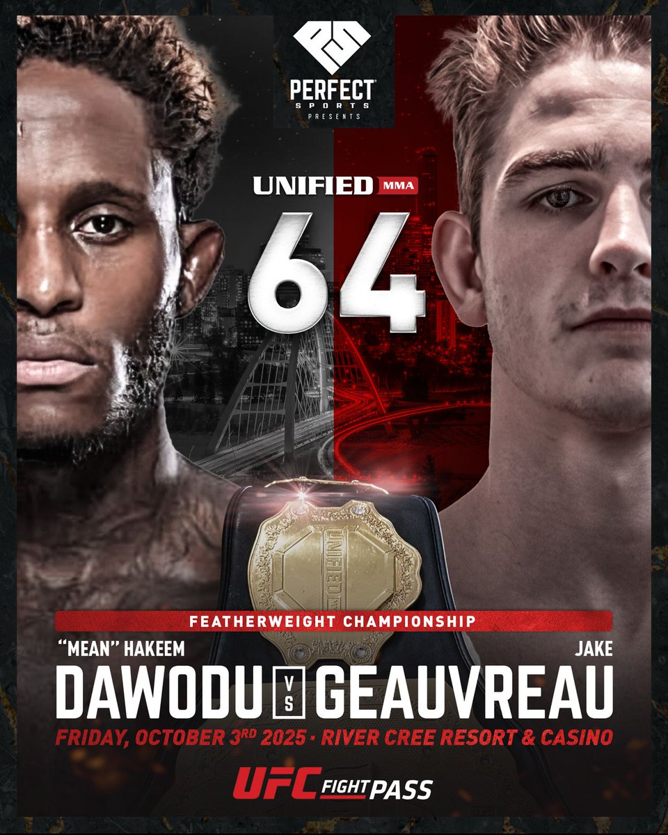 Unified MMA (@unifiedmma) on Twitter photo π #Unified64 Main Event News π
UFC vet π¨π¦ <a href="/meanhakeemko/">Mean Hakeem</a> (13-4-1) vs. π¨π¦ Jake Geauvreau (6-1) for our vacant #UnifiedMMA Canadian Featherweight π LIVE worldwide on <a href="/UFCFightPass/">UFC FIGHT PASS</a> on Oct. 3 from <a href="/RiverCreeCasino/">River Cree Resort</a> in Edmonton π #Unified64 Main Event News π
UFC vet π¨π¦ <a href="/meanhakeemko/">Mean Hakeem</a> (13-4-1) vs. π¨π¦ Jake Geauvreau (6-1) for our vacant #UnifiedMMA Canadian Featherweight π LIVE worldwide on <a href="/UFCFightPass/">UFC FIGHT PASS</a> on Oct. 3 from <a href="/RiverCreeCasino/">River Cree Resort</a> in Edmonton