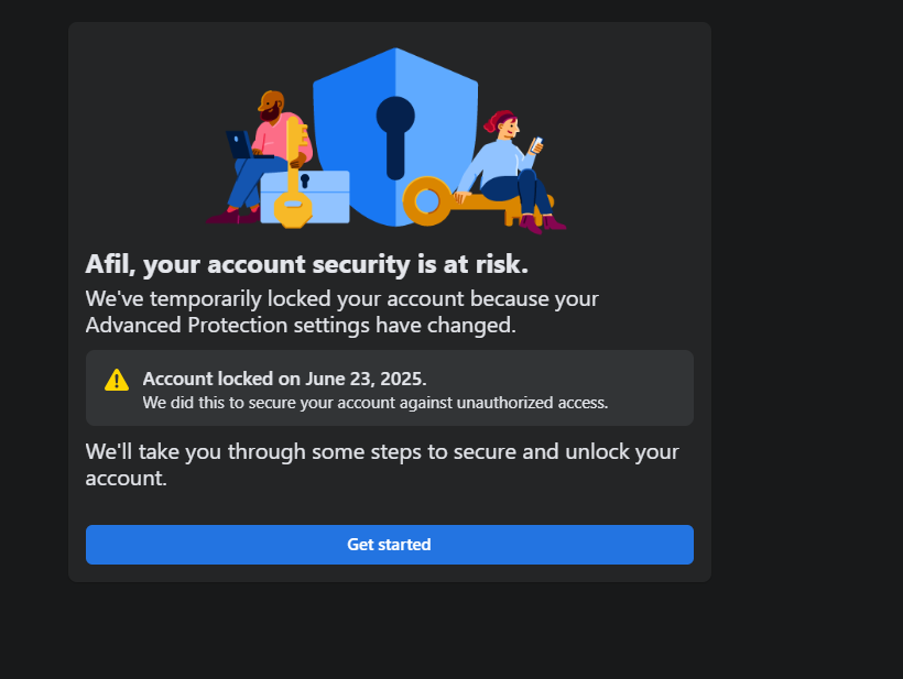 ShaikhAfil's tweet photo. My Gmail was hacked on June 23 but I recovered it the same day. Since then, Facebook has locked me out of my own account — saying I’m on a new device, even though I’m not. I can't reset my password or access support. @Meta @facebook please help! #FacebookLockout #MetaSupport https://t.co/Xx7rvG3vu0