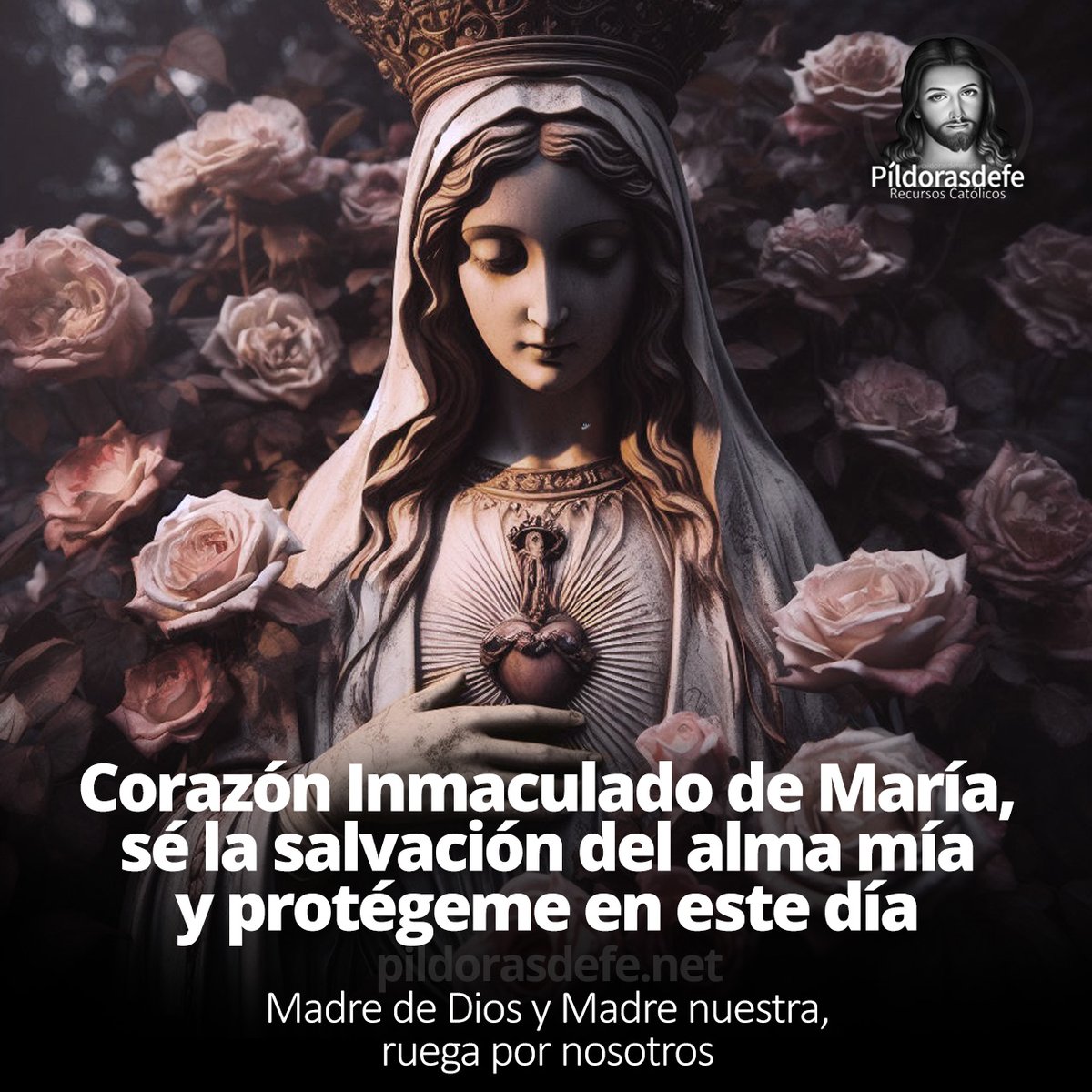 🙏 Acuérdate,
oh, Corazón Inmaculado de María,
que jamás se ha oído decir,
que ninguno de los que han acudido
a tu protección, implorando tu auxilio
haya sido abandonado por Ti.
 
Animado con esta confianza,
acudo a ti, oh Madre,
Virgen de las vírgenes,
y gimiendo bajo el peso de