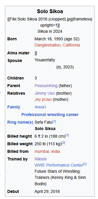 senan_redmond's tweet photo. Solo Sikoas Wikipedia Page Rn #WWENOC #WWENightofChampions https://t.co/PKbqHZuViZ