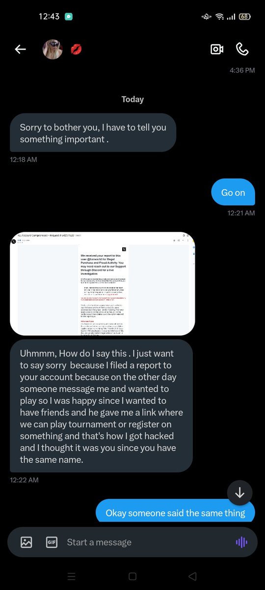 Guys @/schatzidolls is hacked they send me this and if do as they say you'll get hacked yourself please be aware esp if you're their follower