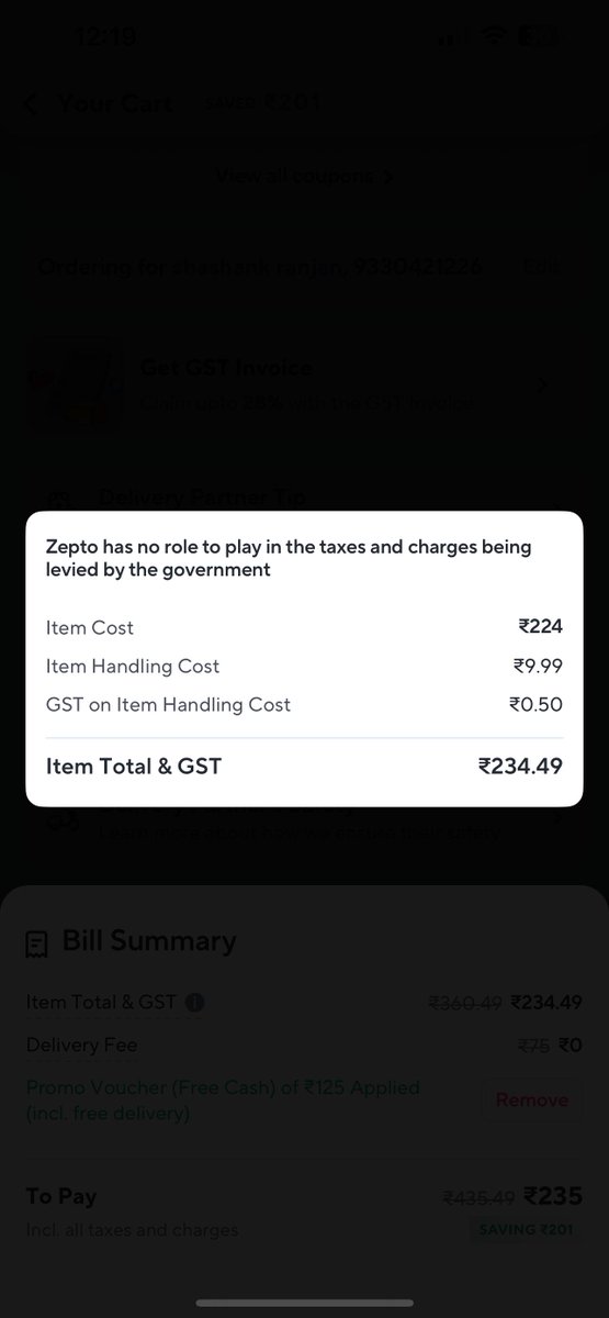 KingShashank30's tweet photo. Hey @ZeptoNow , I got ₹125 as free cash on my account, but when I placed an order, the final bill was still higher than the actual price of the items 🤯. How’s the total adding up even with discounts applied? Feels like the “free cash” isn’t really free. Are you really serious? https://t.co/IQ3Il93YNm