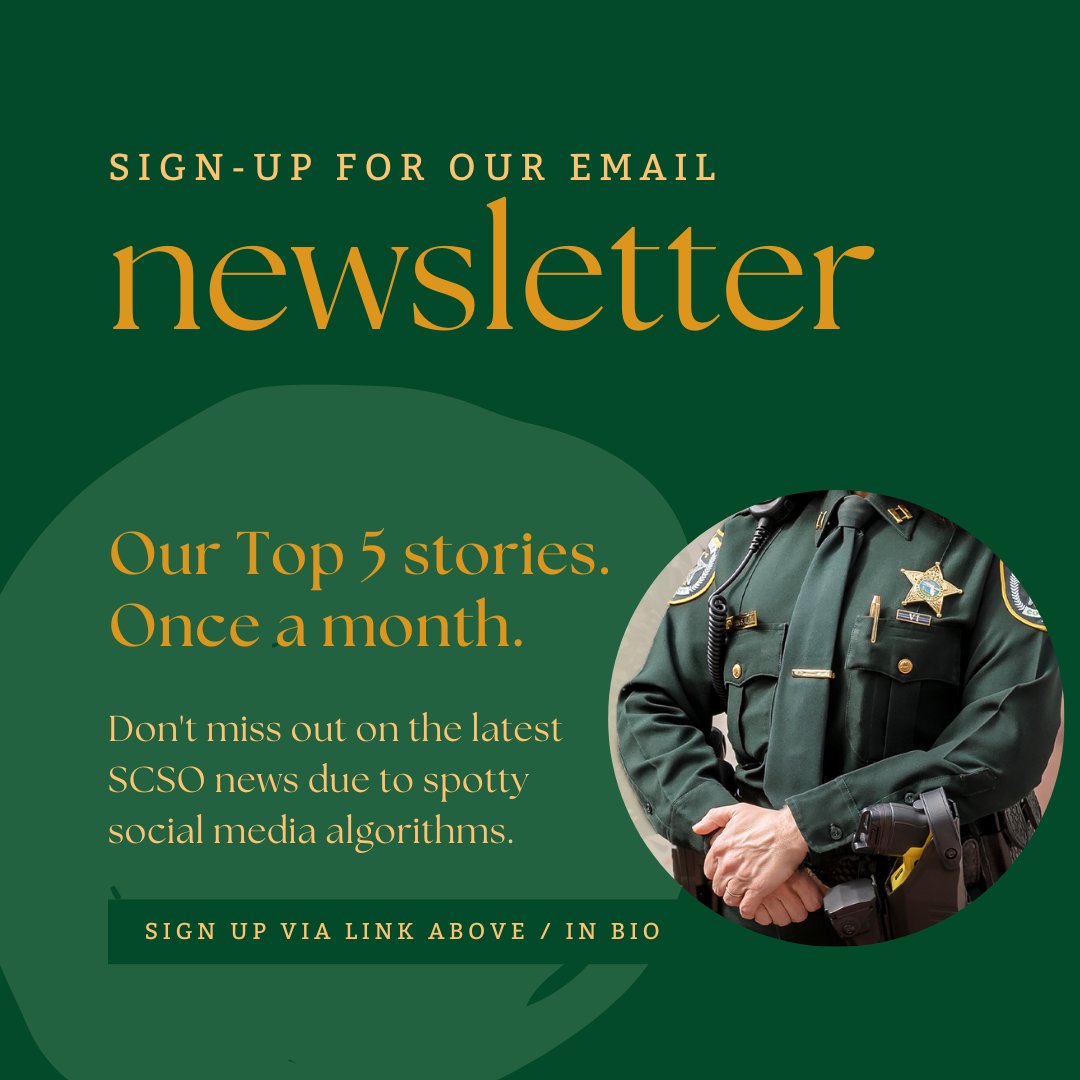 Don't let spotty social media algorithms cause you to miss out on the latest SCSO news. 

Our newsletter, the Dispatcher, is delivered once a month via email, where you'll receive a curated list of our top 5 stories. 

Sign up here:
seminolesheriff.org/page.aspx?id=1…