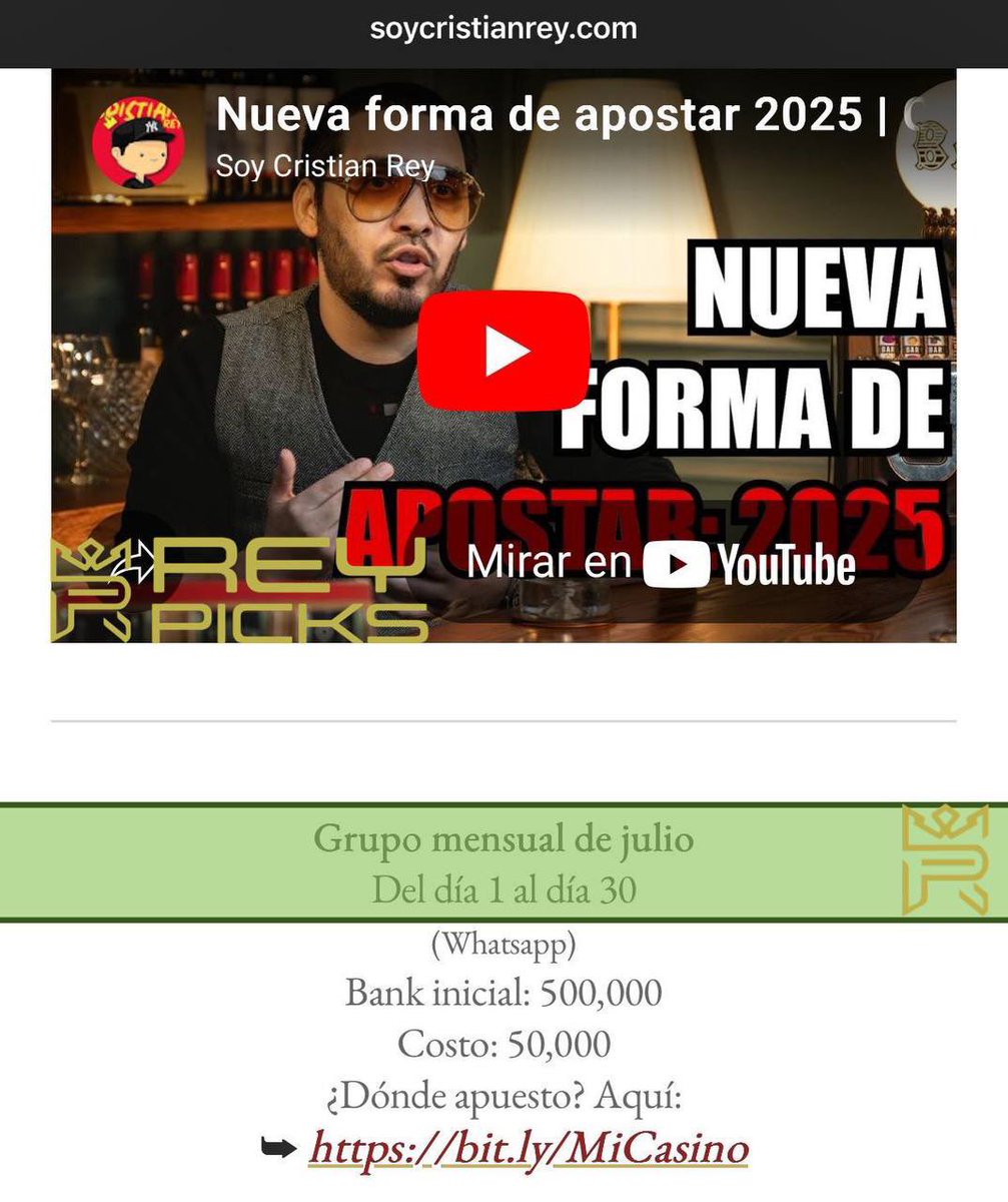 🤴 EL GRUPO MÁS EXCLUSIVO DE CRISTIAN REY A LA VENTA  ⚾️🏀⚽️

•Todas las apuestas de su grupo con valor de $50,000 MXN.

Conmigo por solo $3,990mxn y recibes todo exactamente igual.

14/14 MESES POSITIVOS AL HILO 💵

Toda la info aquí ➡️: t.me/m/J3jhN-HINzk5