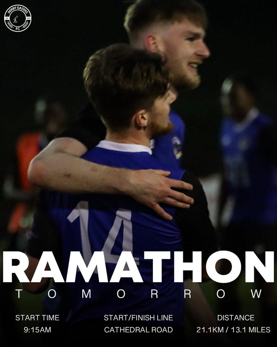 derbygazers's tweet image. Come and support the boys as 8 of our team take on the Derbion Ramathon tomorrow morning🏃🏽‍♂️

Link to donate is in our bio, we’ve already smashed our 1k goal currently at 1.3k so thank you so much to everyone who has donated. Let’s push and get to 2k💪