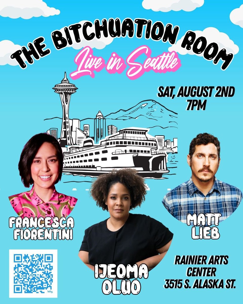 franifio's tweet image. 🚨SEATTLE!! ☕️
SATURDAY AUGUST 2ND, 7PM
THE BITCHUATION ROOM is LIVE
with Ijeoma Oluo, @mattlieb and special guests! TICKETS ON SALE: bit.ly/4khBhnK
☕️🚨