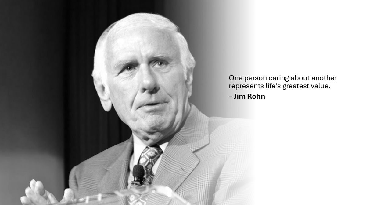 DomBattistella's tweet photo. "One person caring about another represents life’s greatest value."
– Jim Rohn

#servicesaturday #bestadvice #gratitude https://t.co/UdFSW2S1hx