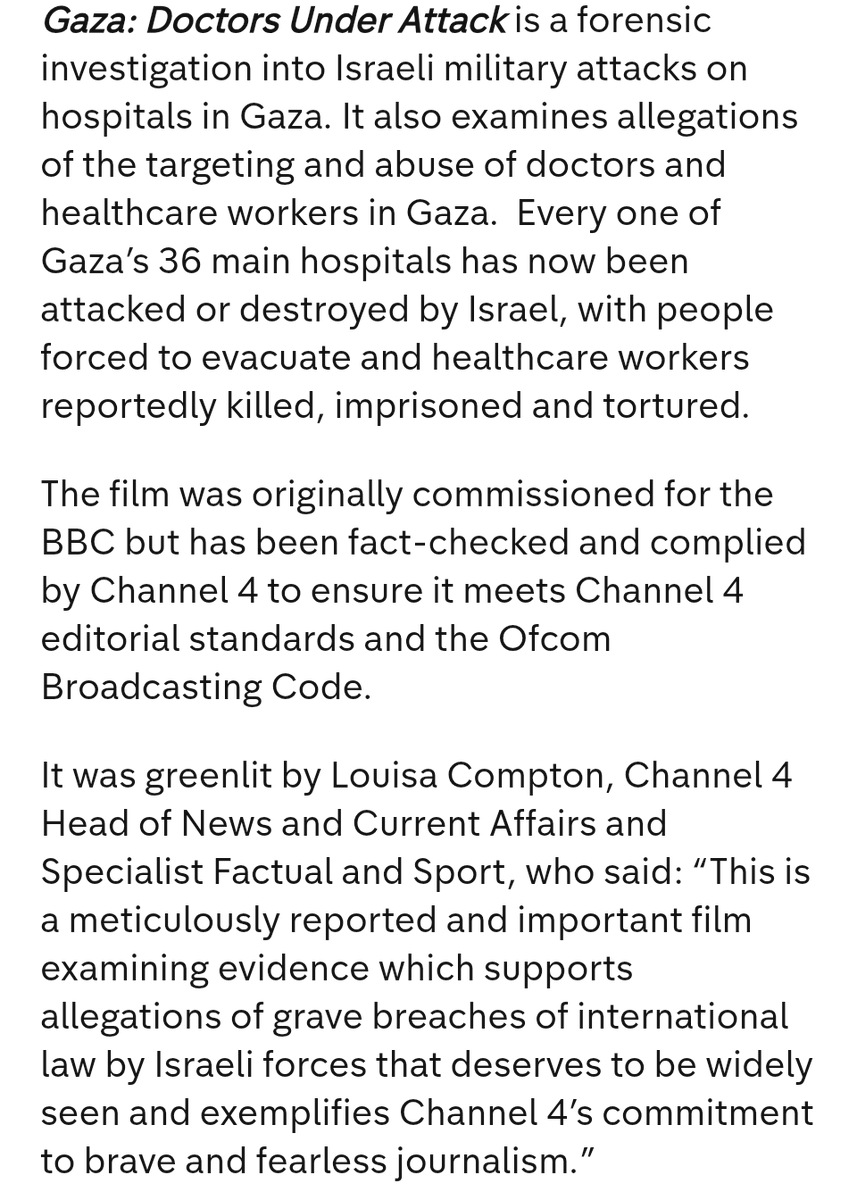 HindHassanNews's tweet photo. HUGE NEWS: @Channel4News and @zeteo_news have stepped in and will air the Gaza medics documentary, Doctors Under Attack - a film originally made for and then dropped by the BBC. It was produced by @Basement_Films, will now air on Channel 4 on the 2nd of July. https://t.co/plIlQAb9Ni