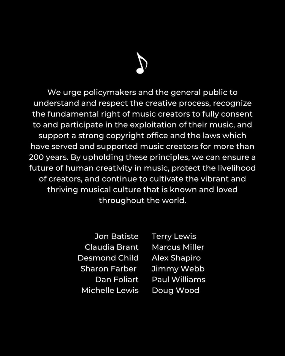 ASCAP's tweet image. ASCAP Writer Members of the Board penned a strong statement outlining their commitment to protecting the rights of American music creators in the age of AI. Like and share if you agree!
Learn more about ASCAP’s AI principles: ascap.com/ai
