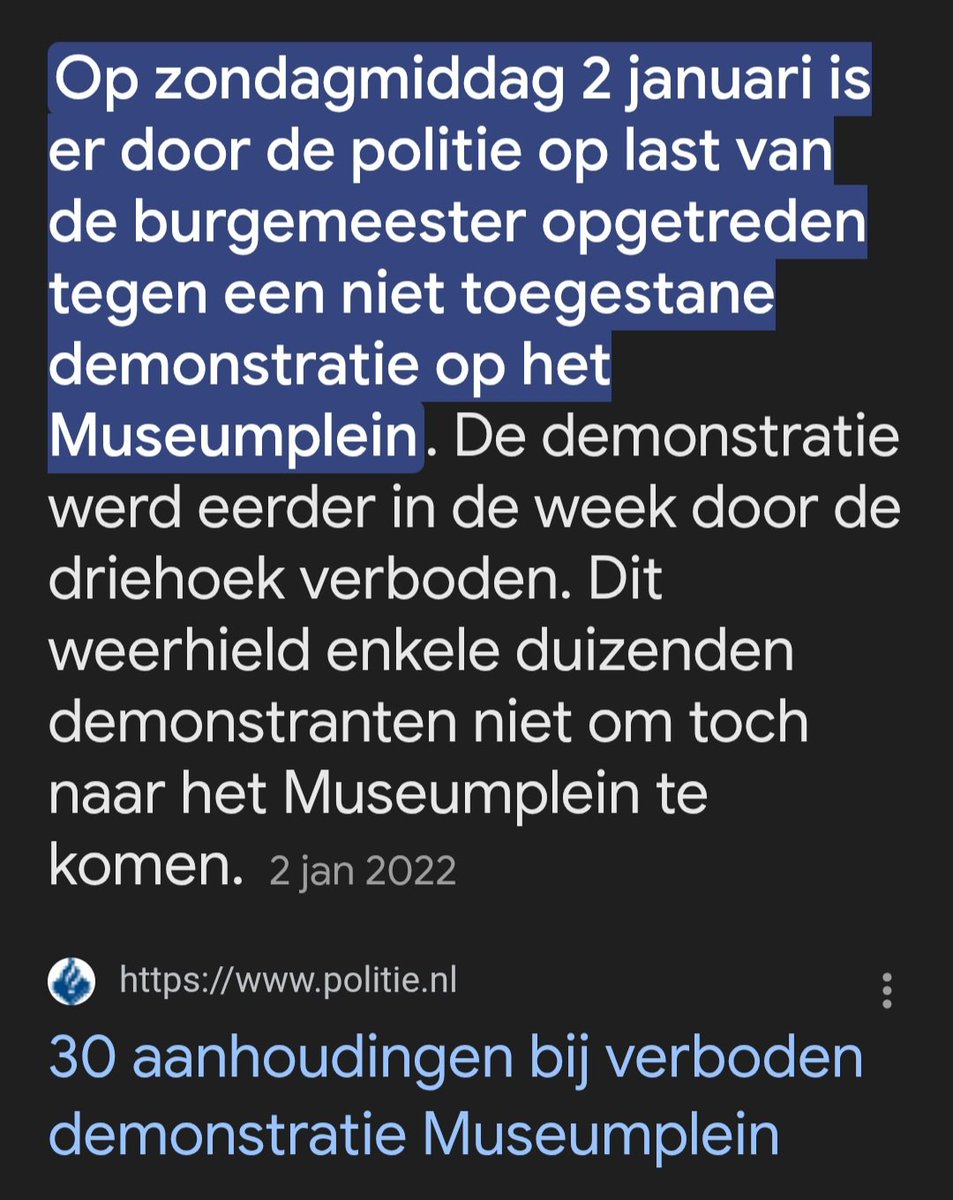 #NooitVergeten

Op 2-1-'22 verbood Halsema, onder valse voorwendselen, een demonstratie!

Na vreedzame mensen samen te drijven, gebruikte #PolitieIsVolksvijand grof geweld. Zelfs Marechaussee (leger) werd ingezet tegen het eigen volk.

politie.nl/nieuws/2022/ja…

#ArresteerHalsema