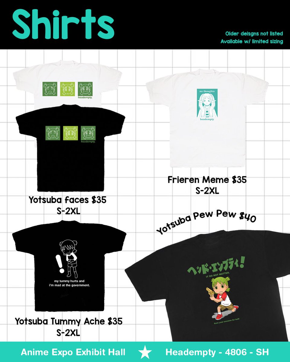 heademptybot's tweet image. Ya-hō! Our #AnimeExpo catalogue is finally here! 🥳
You can find all these items and maybe even some surprises at Exhibit Hall Booth number 4806! See you there! 👀 (1/2) 

#AX #Nimagery #Yotsuba #Marvelrivals