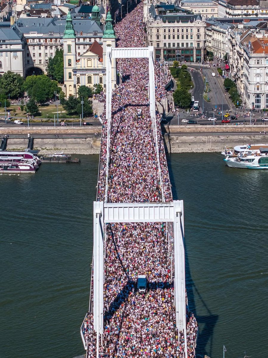 Record-breaking crowd gathers for Budapest Pride after Hungarian Prime Minister, Viktor Orbán, attempted to ban it and threatened legal repercussions.