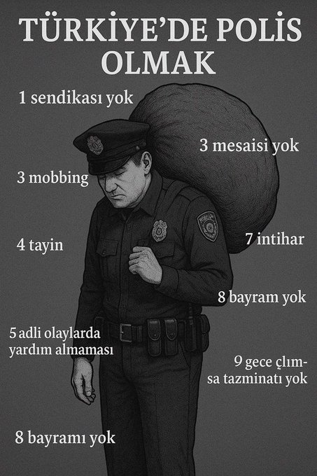Türk polisinin birçok sorunu var ancak en büyük noksan SENDİKAsızlıktır!  
Senegal,Gine Tunus gibi ülke polislerinin dahi sahip olduğu sendika hakkını Türk Polisi için sakıncalı gören zihniyettir asıl sorun.#PolisSendikaİstiyor  <a href="/TBMMGenelKurulu/">TBMM Genel Kurulu</a> <a href="/herkesicinCHP/">CHP 🇹🇷</a> <a href="/iyiparti/">İYİ Parti</a> <a href="/Akparti/">AK Parti</a>