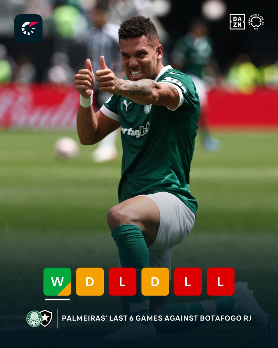 Flashscorecom's tweet photo. Palmeiras' win was their first over Botafogo RJ since November 2023. ⏳
It wasn't a bad time to get it! 😮💨
Sign up to DAZN to watch every FIFA Club World Cup game for free.
https://t.co/fleLTWYjCe
#FIFACWC #SEPBOT https://t.co/7DDWJuaEal
