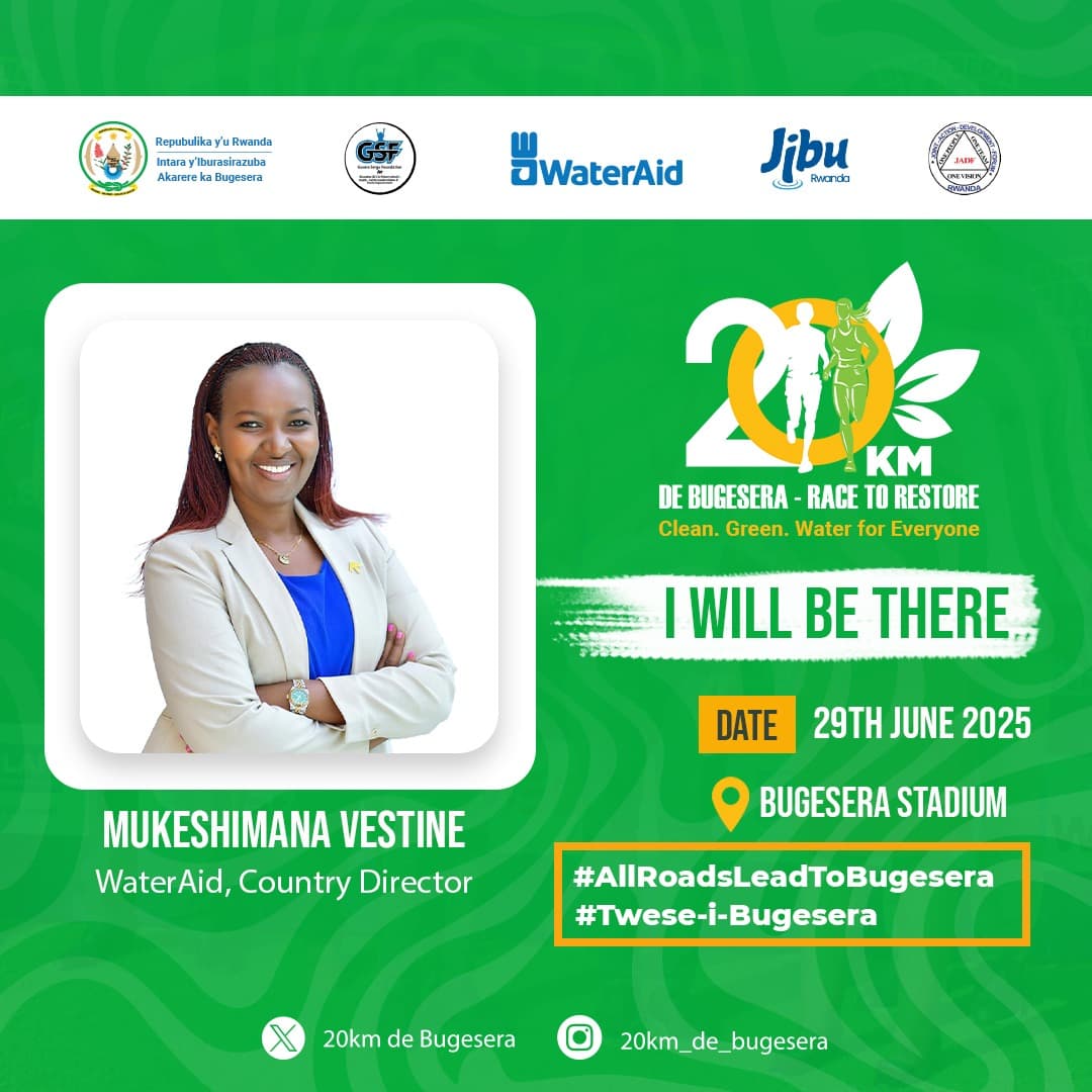 WaterAid Rwanda (@wateraidrwanda) on Twitter photo 🏃♂️💧Tomorrow, from our CD <a href="/MukeshimanaVe11/">Mukeshimana Vestine</a> to our staff, we’ll be joining the <a href="/20km_debugesera/">20KM de Bugesera</a> #RaceToRestore in <a href="/BugeseraDistr/">Bugesera District</a>!
📍Come one, come all!
We will compete, have fun & discuss issues that matters to our life.
#ChangeStartsWithWater
#AllRoadsLeadToBugesera
#RunForWater 🏃♂️💧Tomorrow, from our CD <a href="/MukeshimanaVe11/">Mukeshimana Vestine</a> to our staff, we’ll be joining the <a href="/20km_debugesera/">20KM de Bugesera</a> #RaceToRestore in <a href="/BugeseraDistr/">Bugesera District</a>!
📍Come one, come all!
We will compete, have fun & discuss issues that matters to our life.
#ChangeStartsWithWater
#AllRoadsLeadToBugesera
#RunForWater