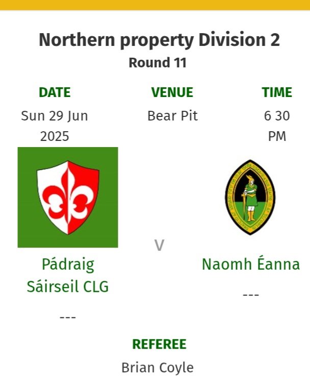 Sunday fixtures