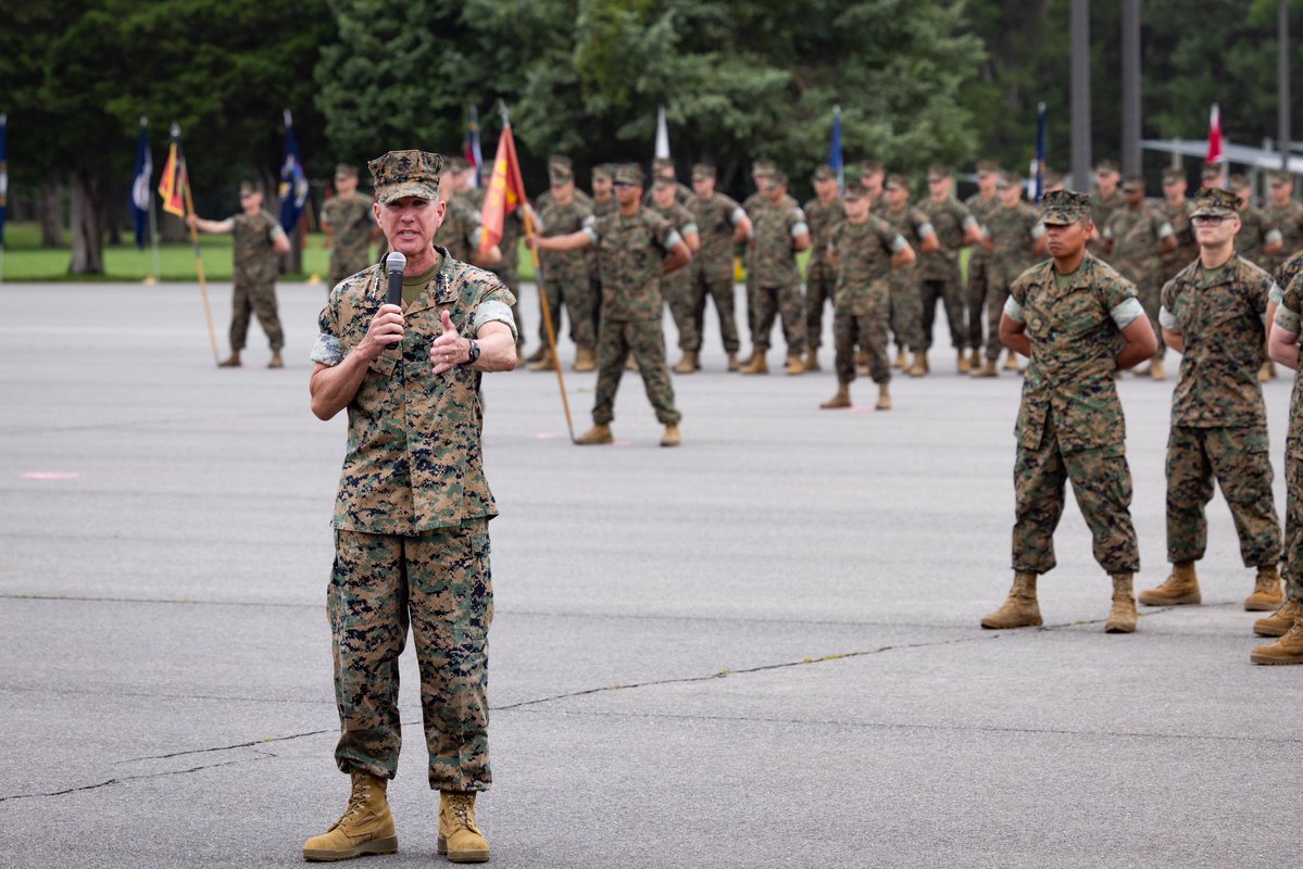 CMC_MarineCorps's tweet image. Today, I had the honor of serving as the reviewing officer for Lima Company’s graduation from Officer Candidates School. Since 1919, we have trained those who aspire to lead as Marine Officers in the foothills of @MCB_Quantico, under one standard—the Marine Corps standard.