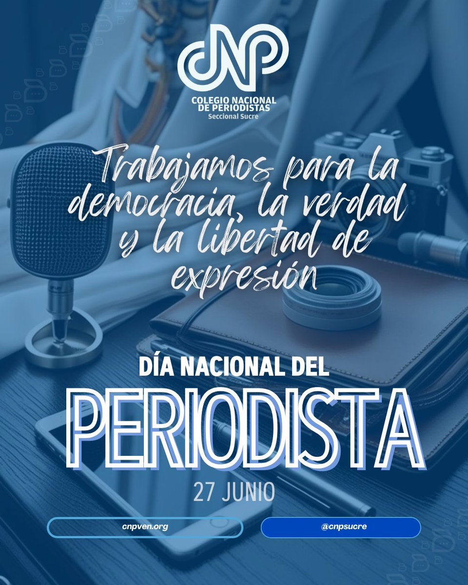🎉 ¡Feliz Día del Periodista a todos nuestros colegiados! 💙 
📸 Así saludamos a nuestro gremio este 27 de junio
👉 #CNPSucreContigo
📂 #Venezuela #periodistasvenezolanos