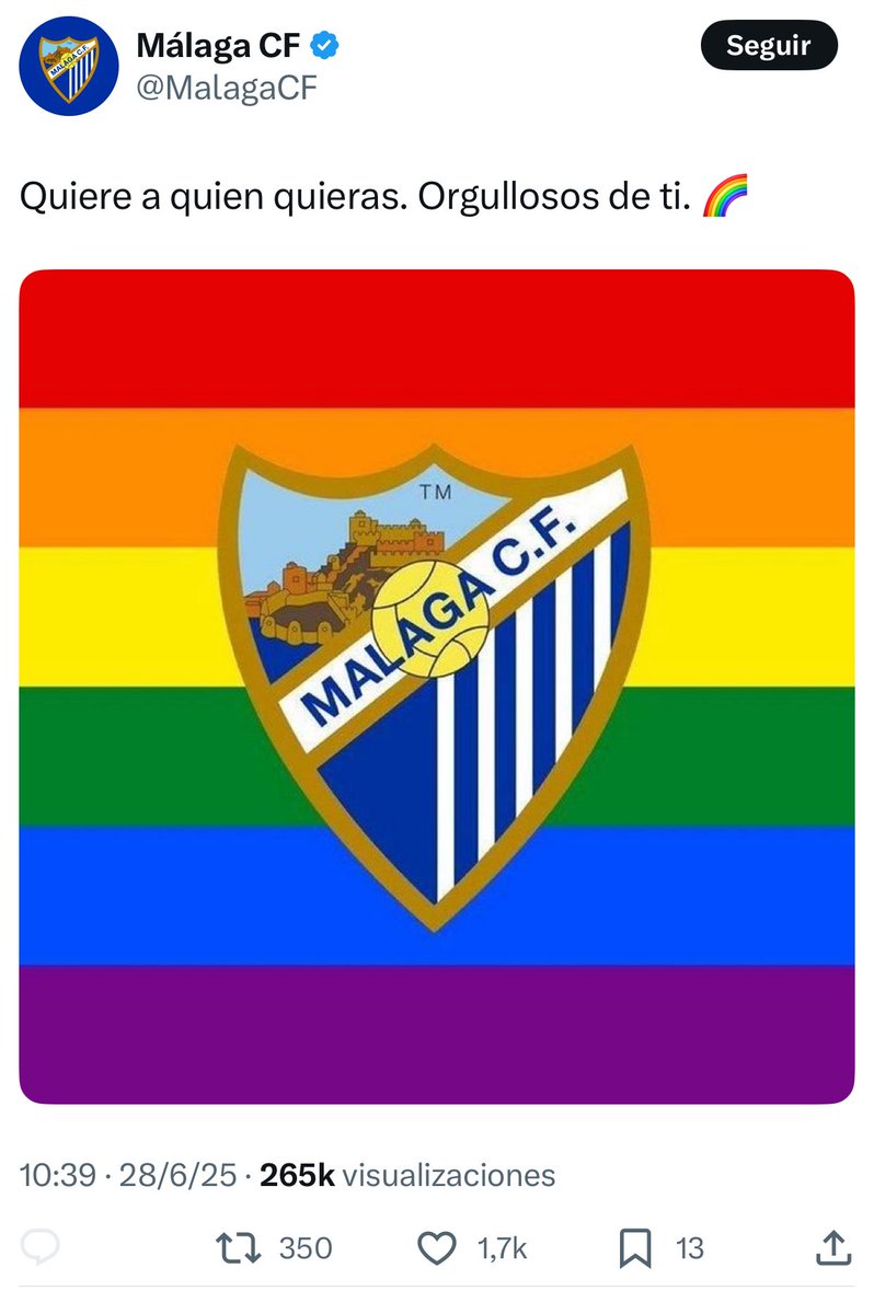 El Málaga CF ha tenido que cerrar los comentarios de su cuenta tras felicitar el día del orgullo LGTBI por la avalancha de insultos homófobos y fascistas.

Y luego preguntan por qué sigue siendo necesario el orgullo.