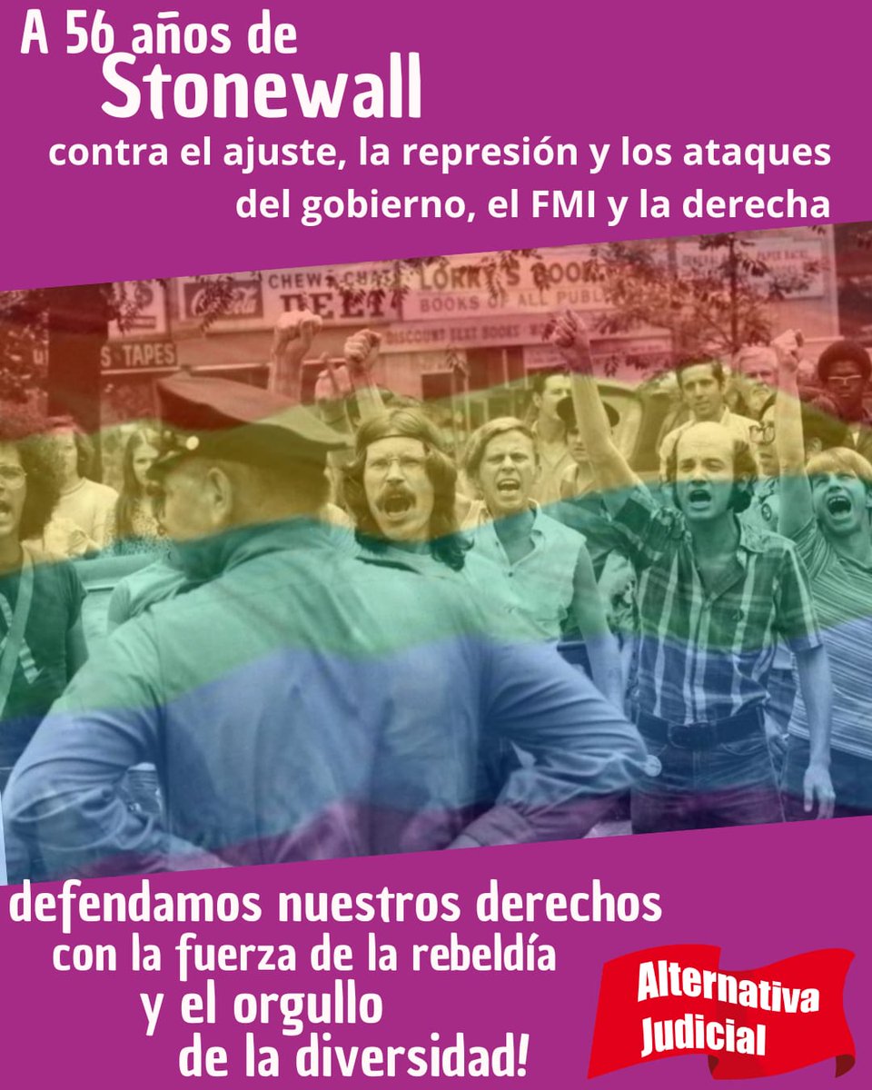 🏳️‍🌈 En el día del orgullo, reafirmamos la necesidad de organizarnos y luchar hasta que se vaya Milei, el FMI y toda la derecha ajustadora, represora y antiderechos!
#orgullo #orgullolgbt #judiciales #ajb